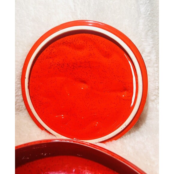 Vtg California Pottery 813 Orange Casserole Chafing Dish Maple Leaf Gold Accents - Picture 6 of 10